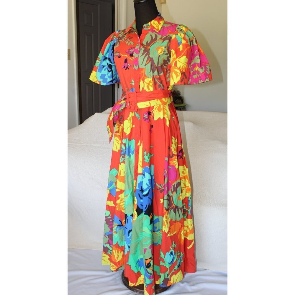 Christopher John Rogers X Target Floral Maxi Shirt Dress 4 Puff Sleeves - Picture 6 of 12